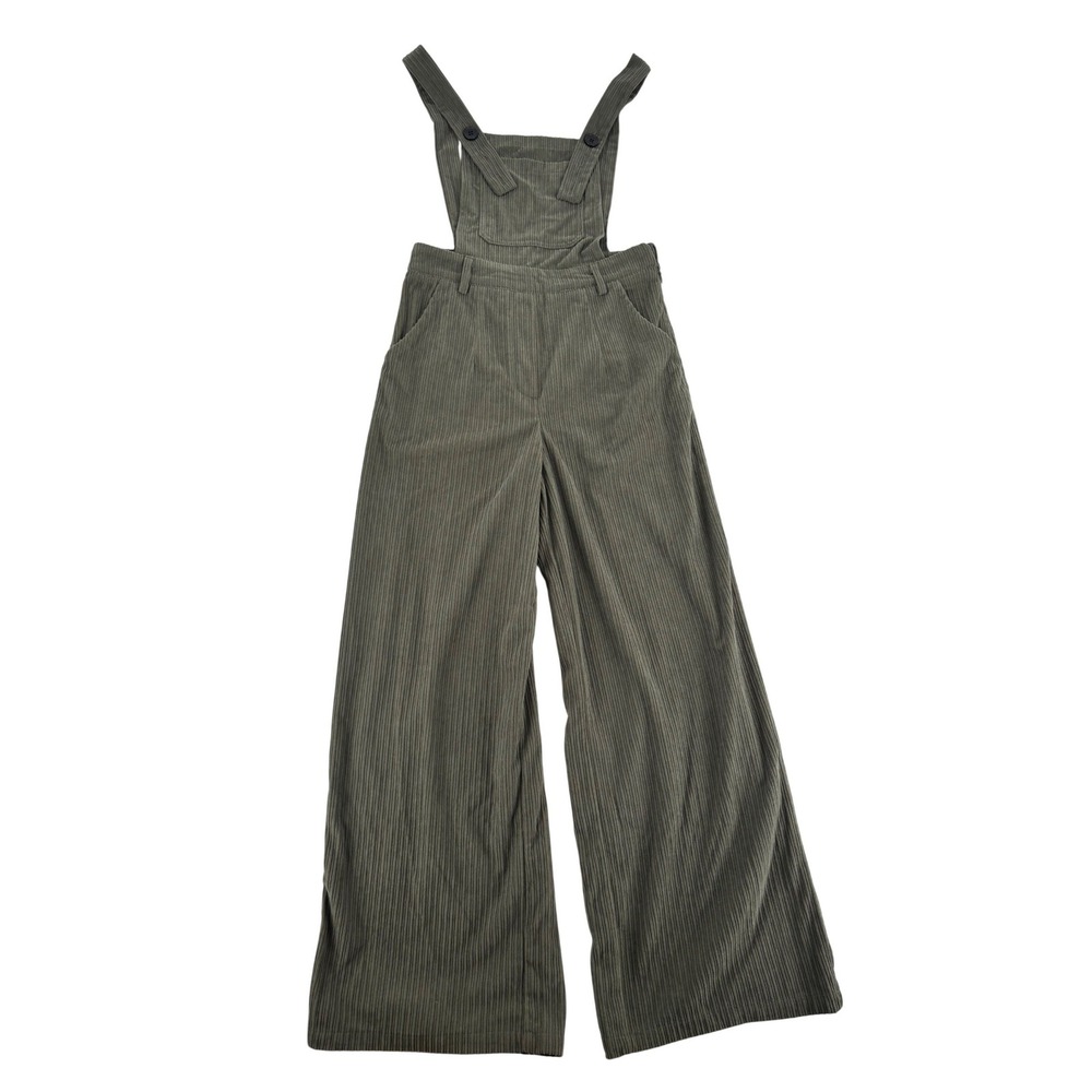 Cider Corduroy Overalls Women XS Green Wide Leg Bib Pocket Dungarees Retro Boho - Picture 4 of 9